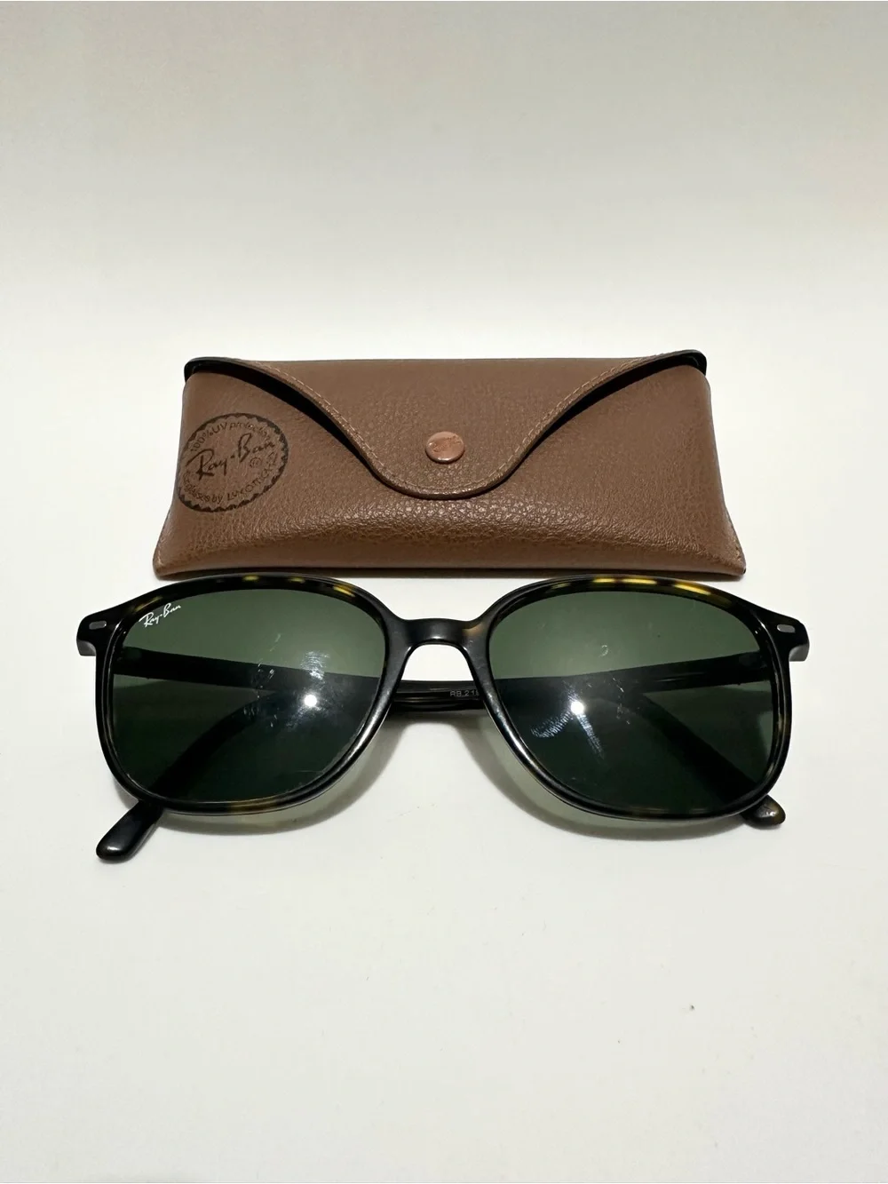 Ray-Ban RB2193 Leonard Sunglasses Havana Green Lenses w/ Case